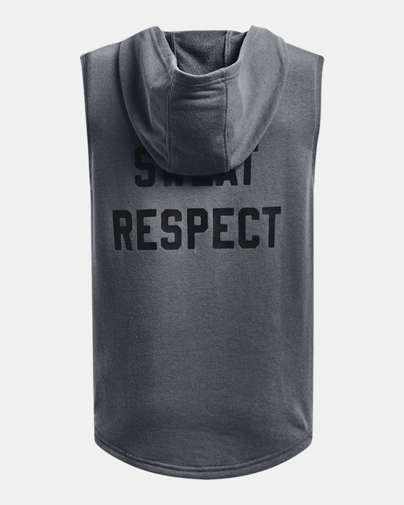 Boys' Project Rock Terry BSR Sleeveless Hoodie in Gray image number 1